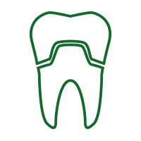 A green tooth with a crown icon