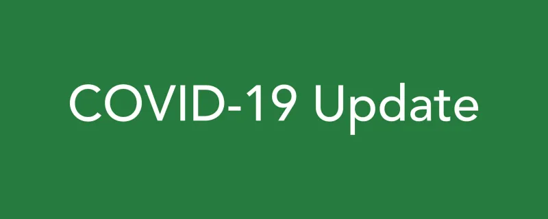 Covid-19 update in white on green
