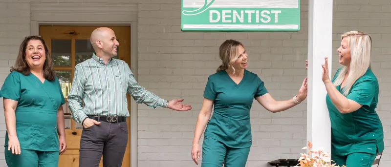 photo of great falls family dentistry team smiling outside