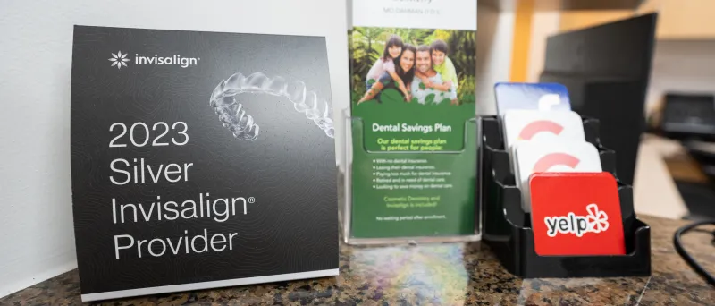 Invisalign advertisement on counter
