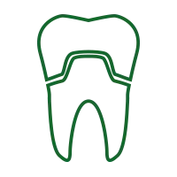 A green tooth with a crown icon